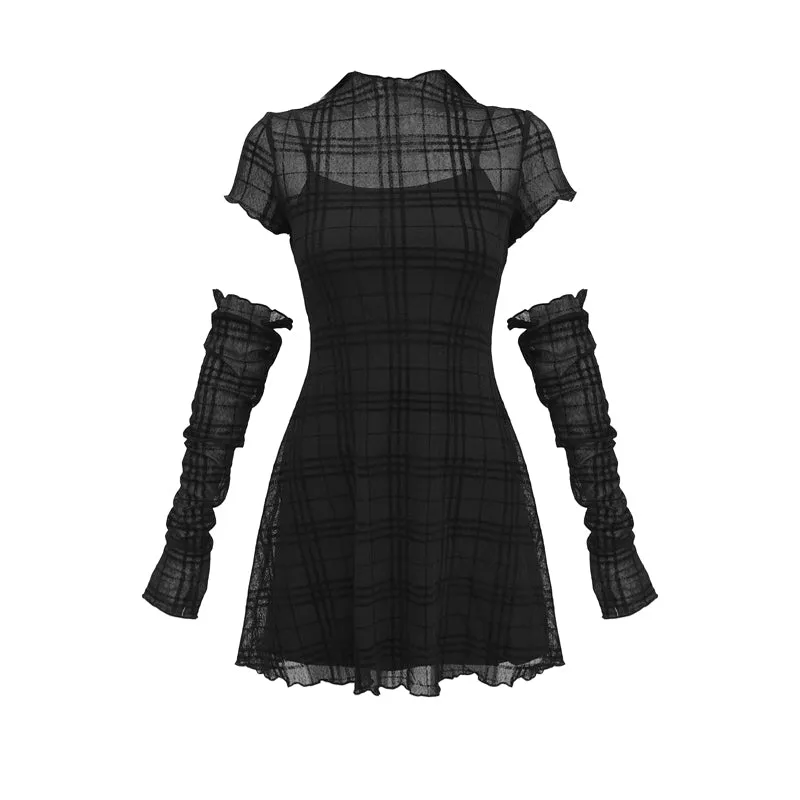 "FLOCKING PLAID" DRESS ( FREE SLEEVES ) N102708