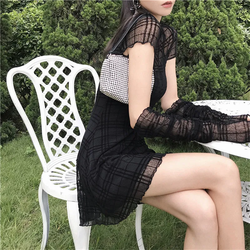 "FLOCKING PLAID" DRESS ( FREE SLEEVES ) N102708