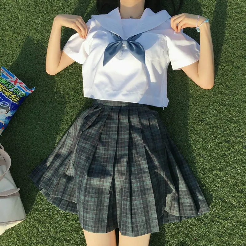 "JK BLACK GREEN PLAID" SKIRT / TIE N073019