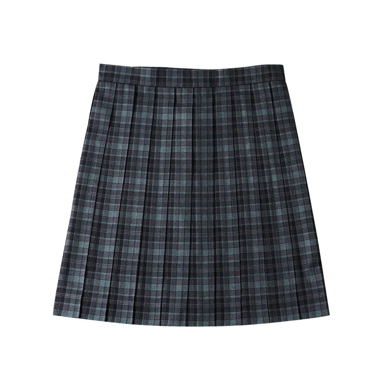"JK BLACK GREEN PLAID" SKIRT / TIE N073019