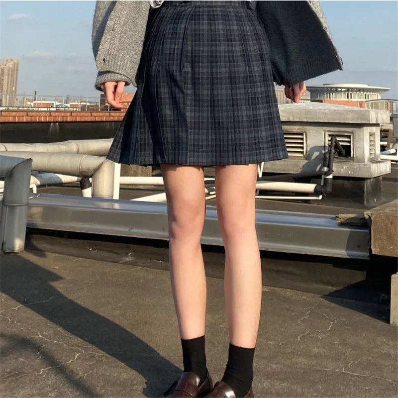 "JK BLACK GREEN PLAID" SKIRT / TIE N073019