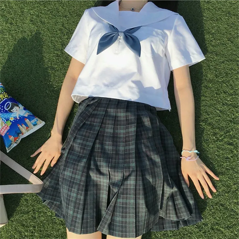 "JK BLACK GREEN PLAID" SKIRT / TIE N073019