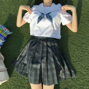 "JK BLACK GREEN PLAID" SKIRT / TIE N073019