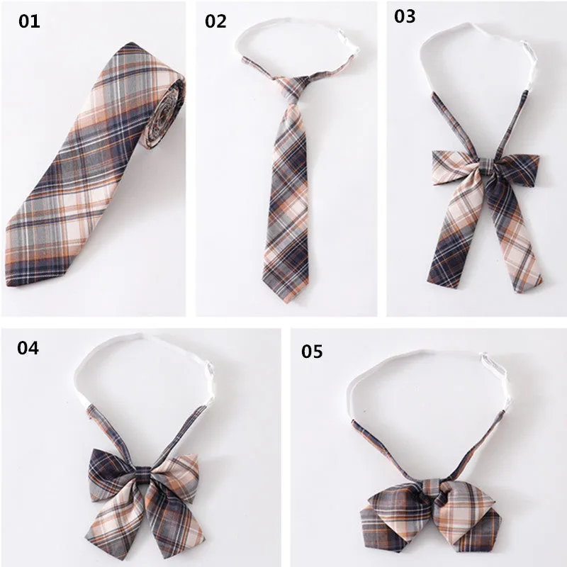 "JK GRAY BROWN PLAID" SKIRT/TIE N073017