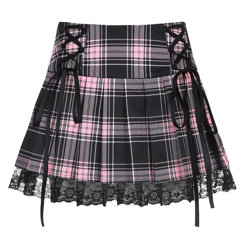 "PLAID LACE" SKIRT N030201