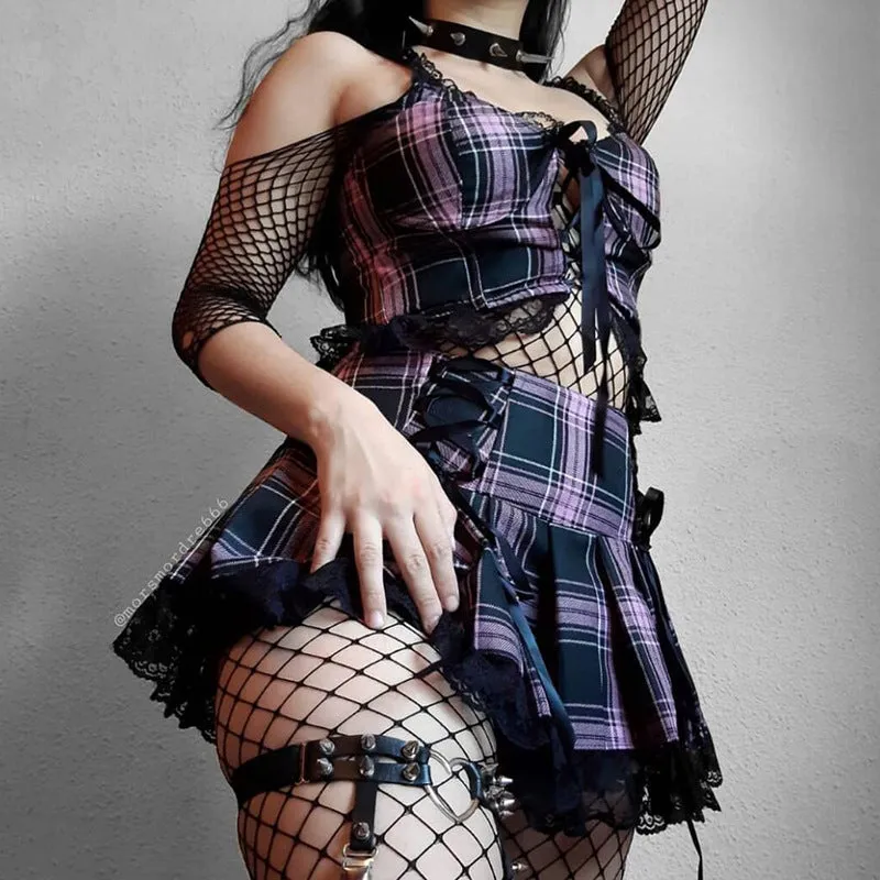 "PLAID LACE" SKIRT N030201