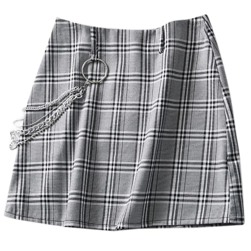 "VINTAGE PLAID" SKIRT WITH CHAIN K053101