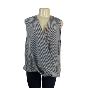 Rag & Bone Womens Black & White Striped Silk Sleeveless Wrap Blouse Sz XL - New