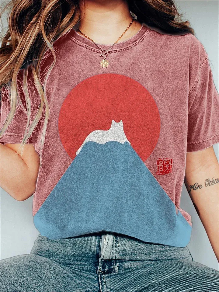 Rebeca® | Women's T-Shirt With Japanese Mountain Motif