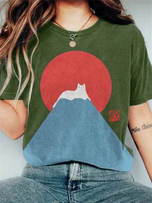 Rebeca® | Women's T-Shirt With Japanese Mountain Motif