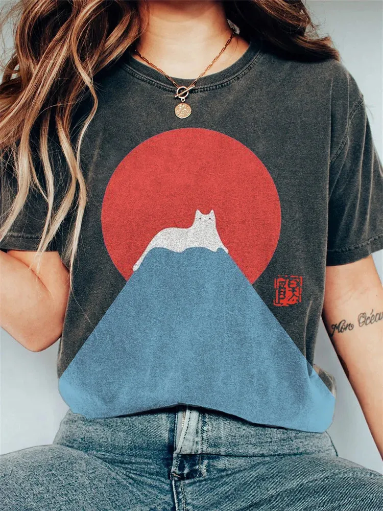 Rebeca® | Women's T-Shirt With Japanese Mountain Motif