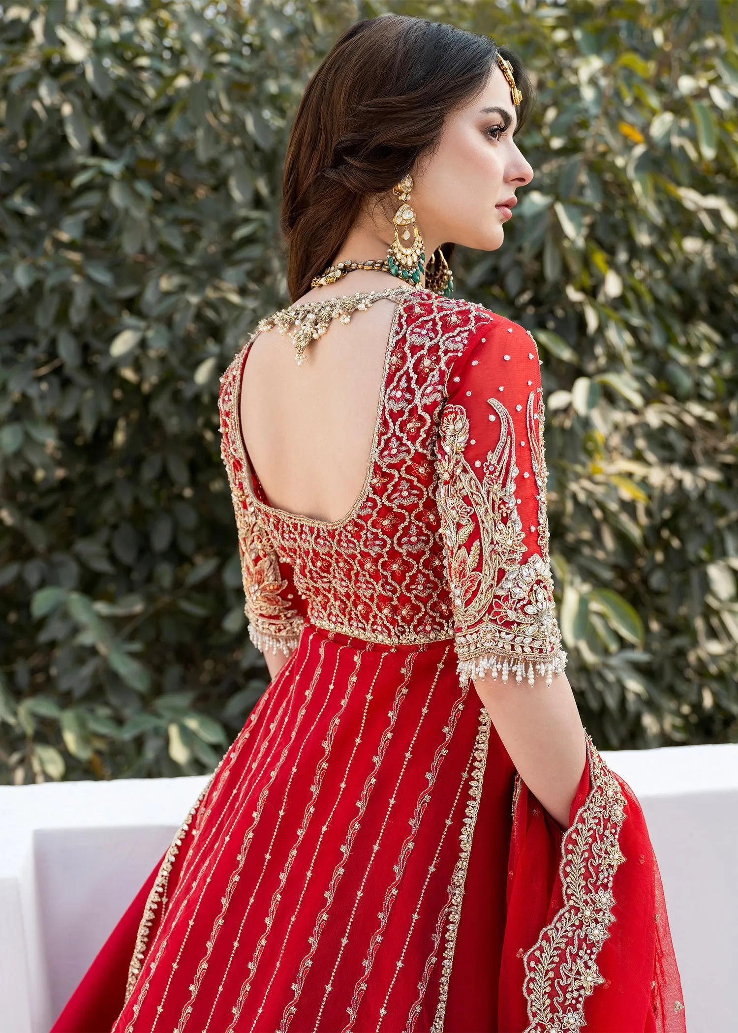 Red Silk Lehenga Shirt for Pakistani Bridal Dresses