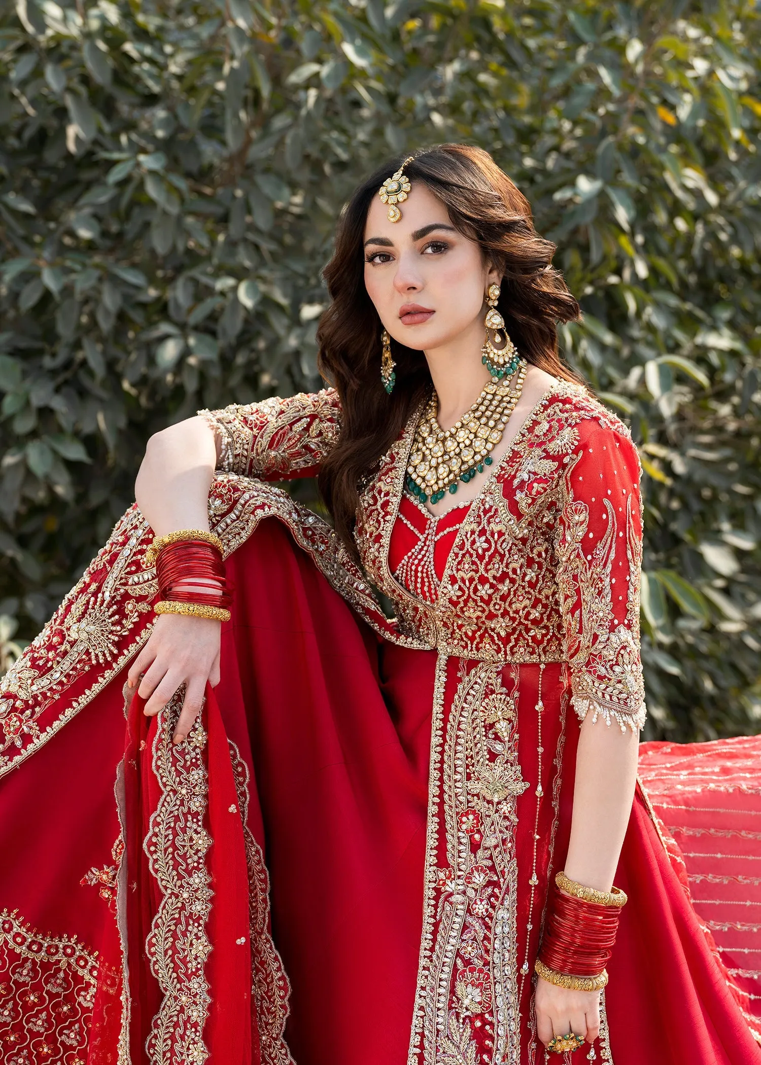 Red Silk Lehenga Shirt for Pakistani Bridal Dresses