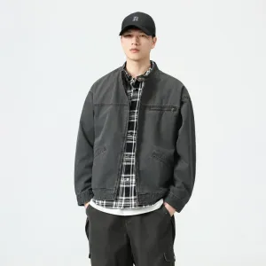 Relaxed-fit Trucker Jacket with Band Neckline