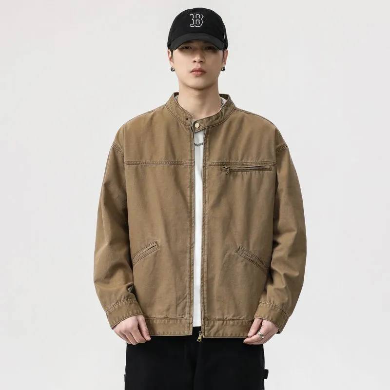 Relaxed-fit Trucker Jacket with Band Neckline