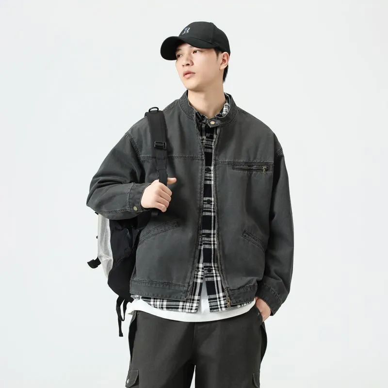 Relaxed-fit Trucker Jacket with Band Neckline
