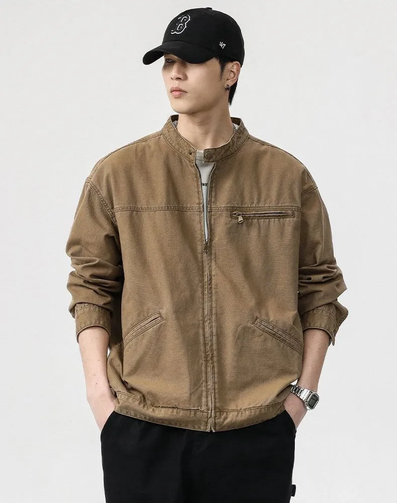 Relaxed-fit Trucker Jacket with Band Neckline