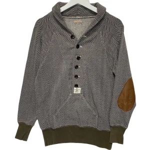 [S] Kapital Shawl Collar Herringbone Pullover Sweatshirt