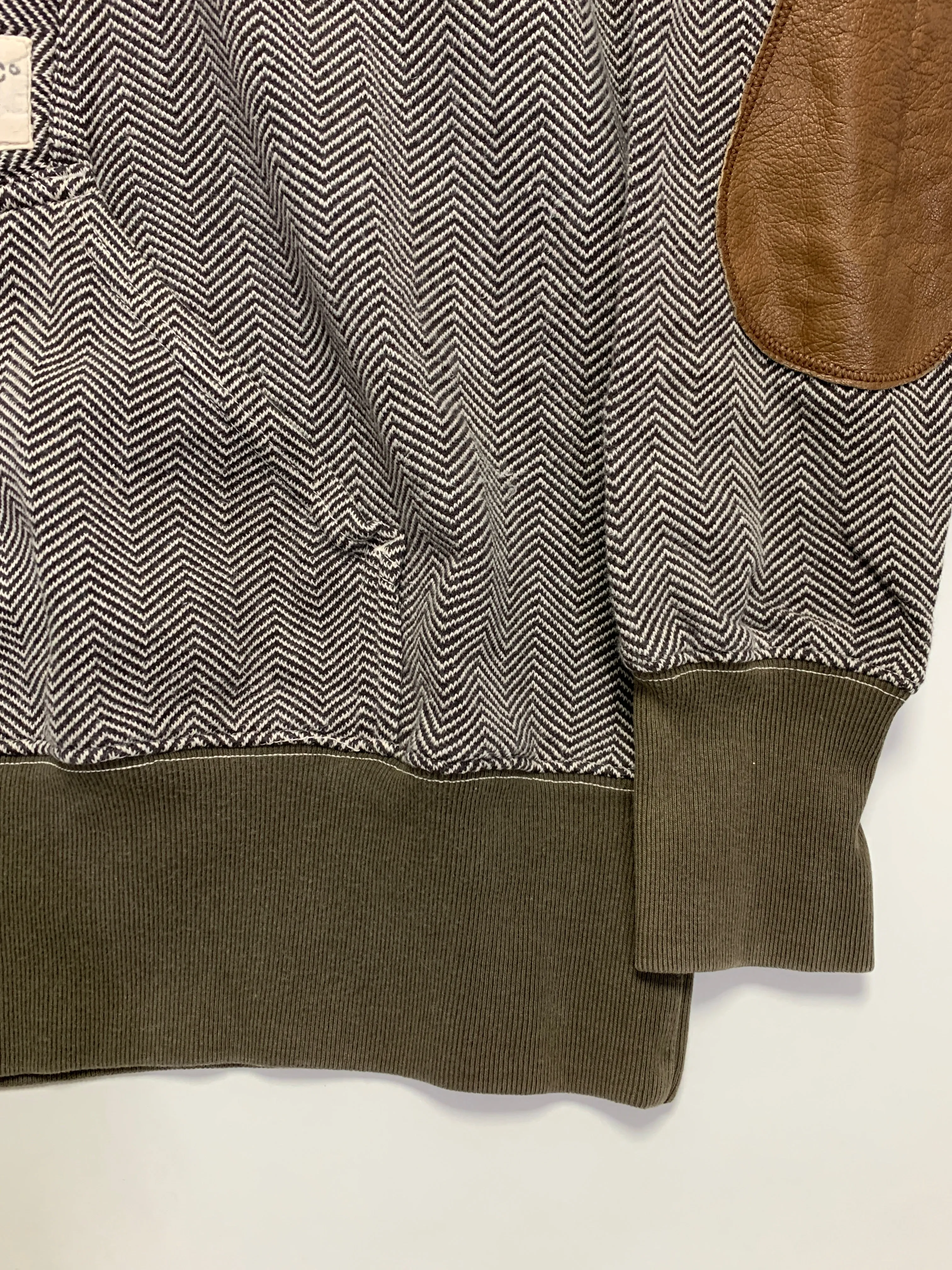 [S] Kapital Shawl Collar Herringbone Pullover Sweatshirt