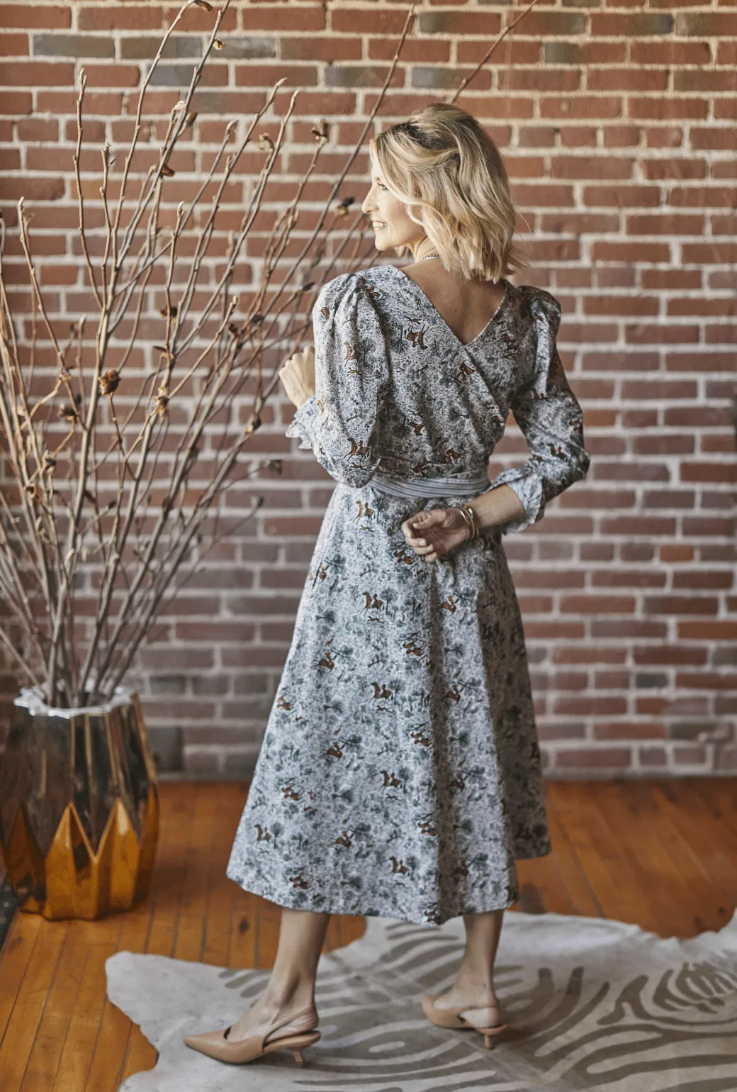 SAMPLE Long Sleeve Day Gown - MIDI - Horses