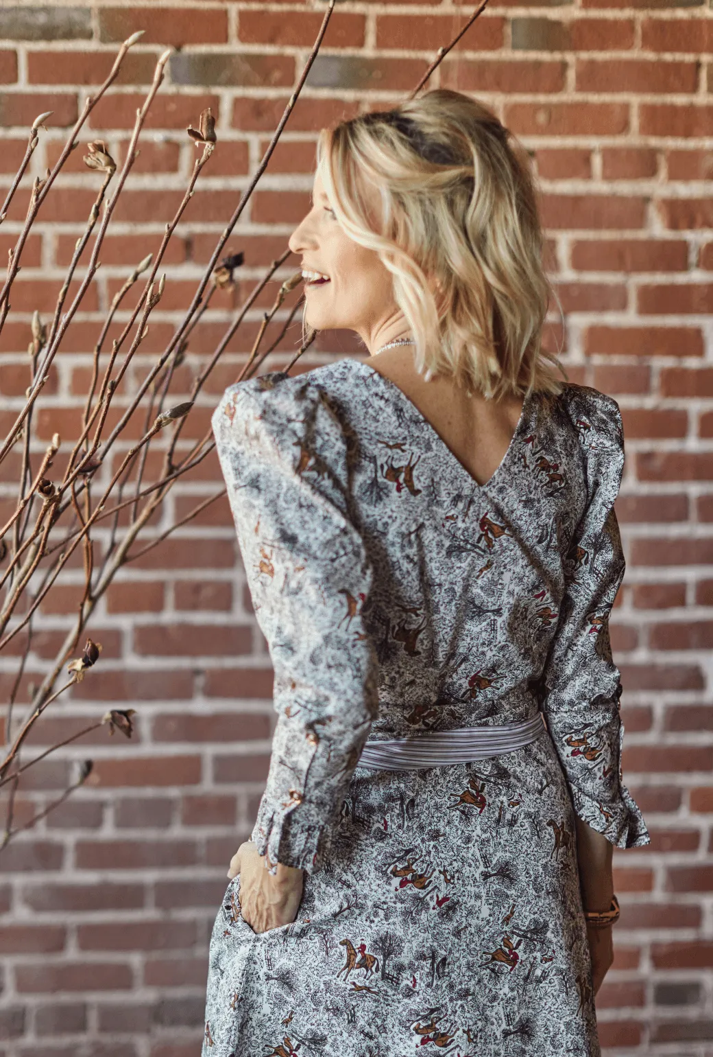 SAMPLE Long Sleeve Day Gown - MIDI - Horses