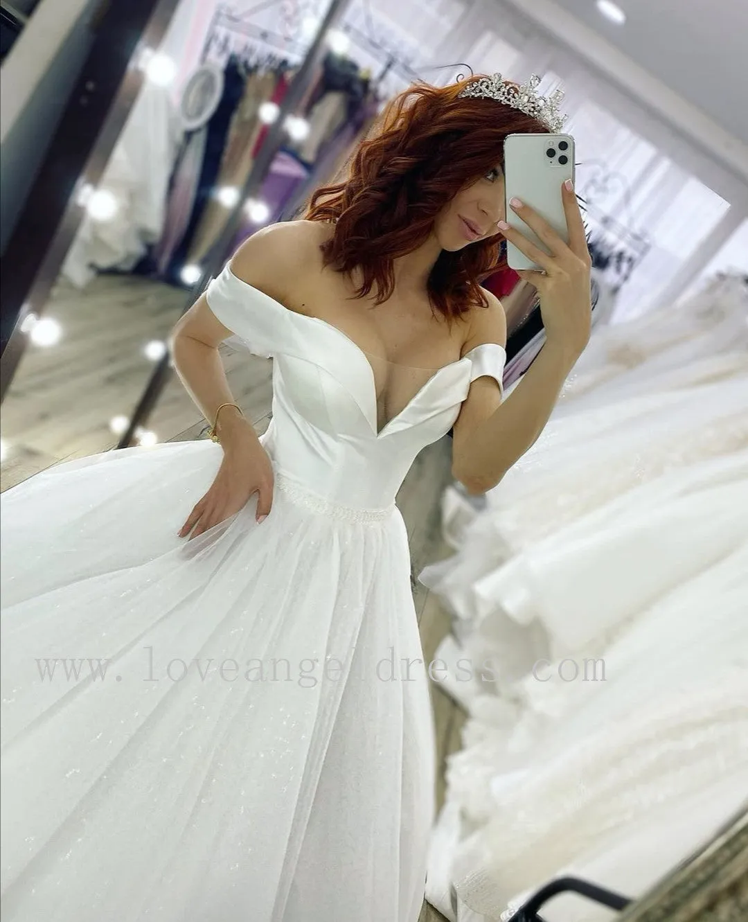 Satin&Tulle Off-the-shoulder Bride Dress Wedding 2020