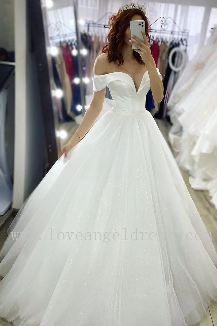 Satin&Tulle Off-the-shoulder Bride Dress Wedding 2020
