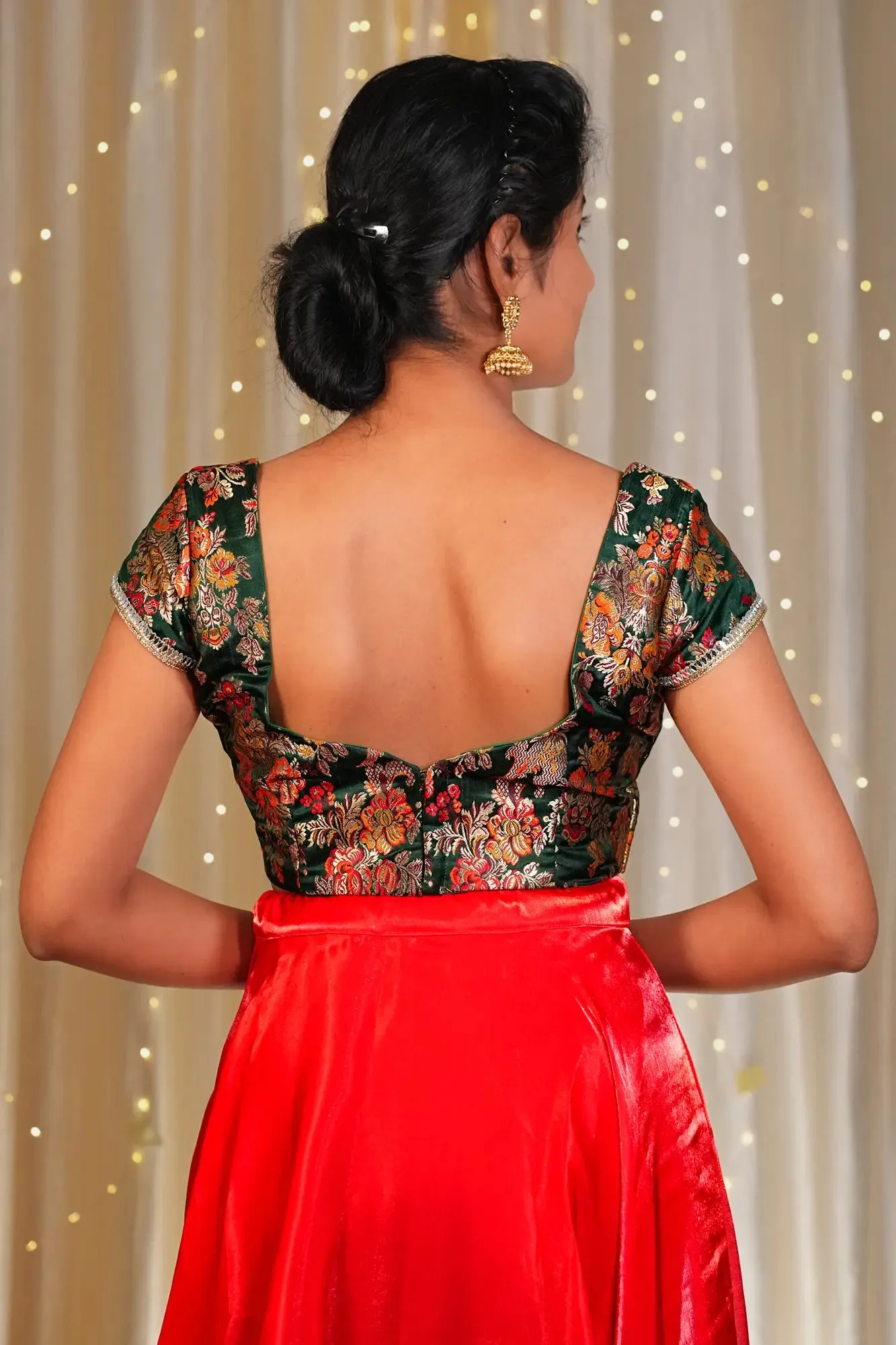 Sea of Flowers Banarasi Cap Sleeve Blouse