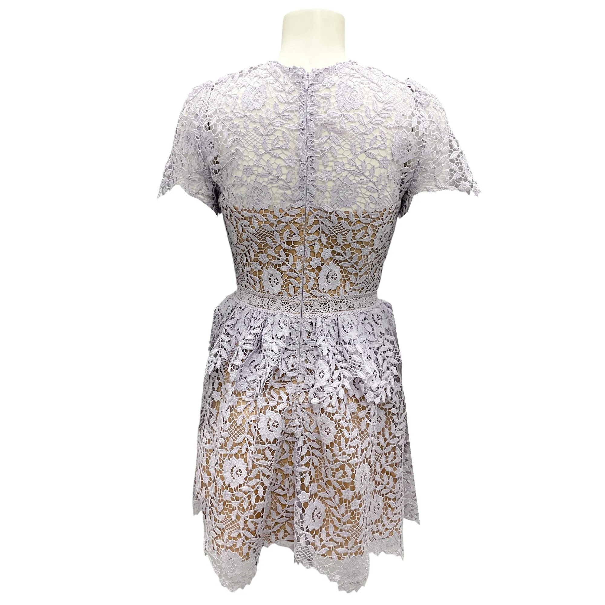 Self-Portrait Lilac Rose 2022 Lace Peplum Mini Dress