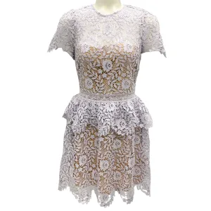 Self-Portrait Lilac Rose 2022 Lace Peplum Mini Dress