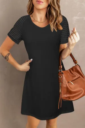 Sheer Striped Flare Mini Dress