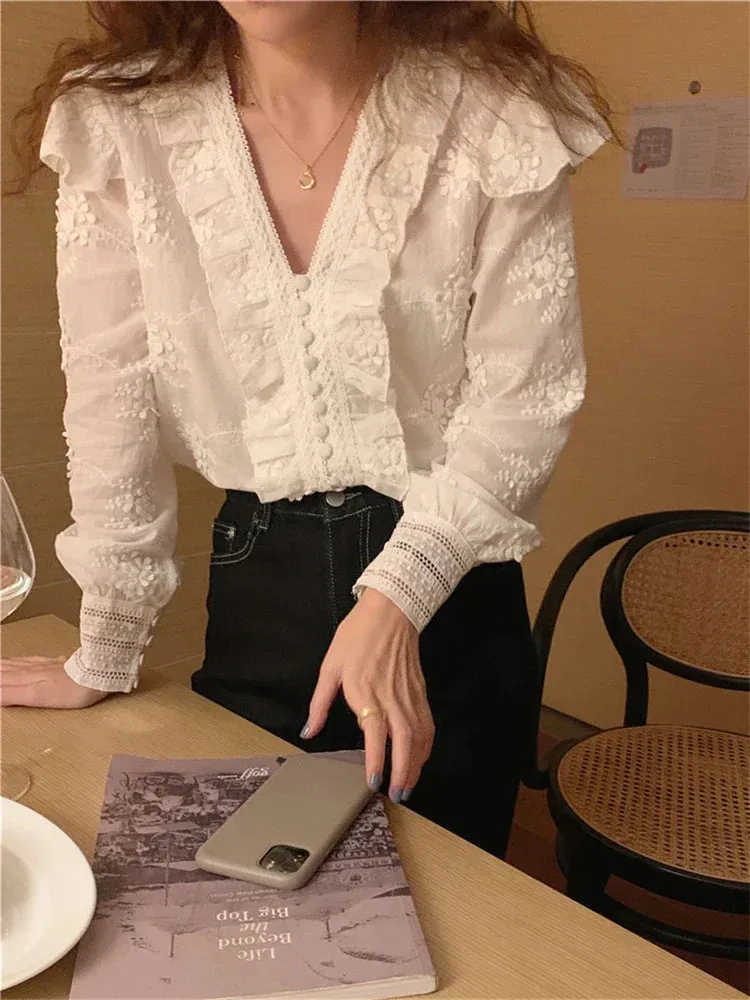 Shirt Womens Blouse Summer Women Blouses Fall Maxi White Elegant Vintage Long Sleeve Cotton Oversize Loose
