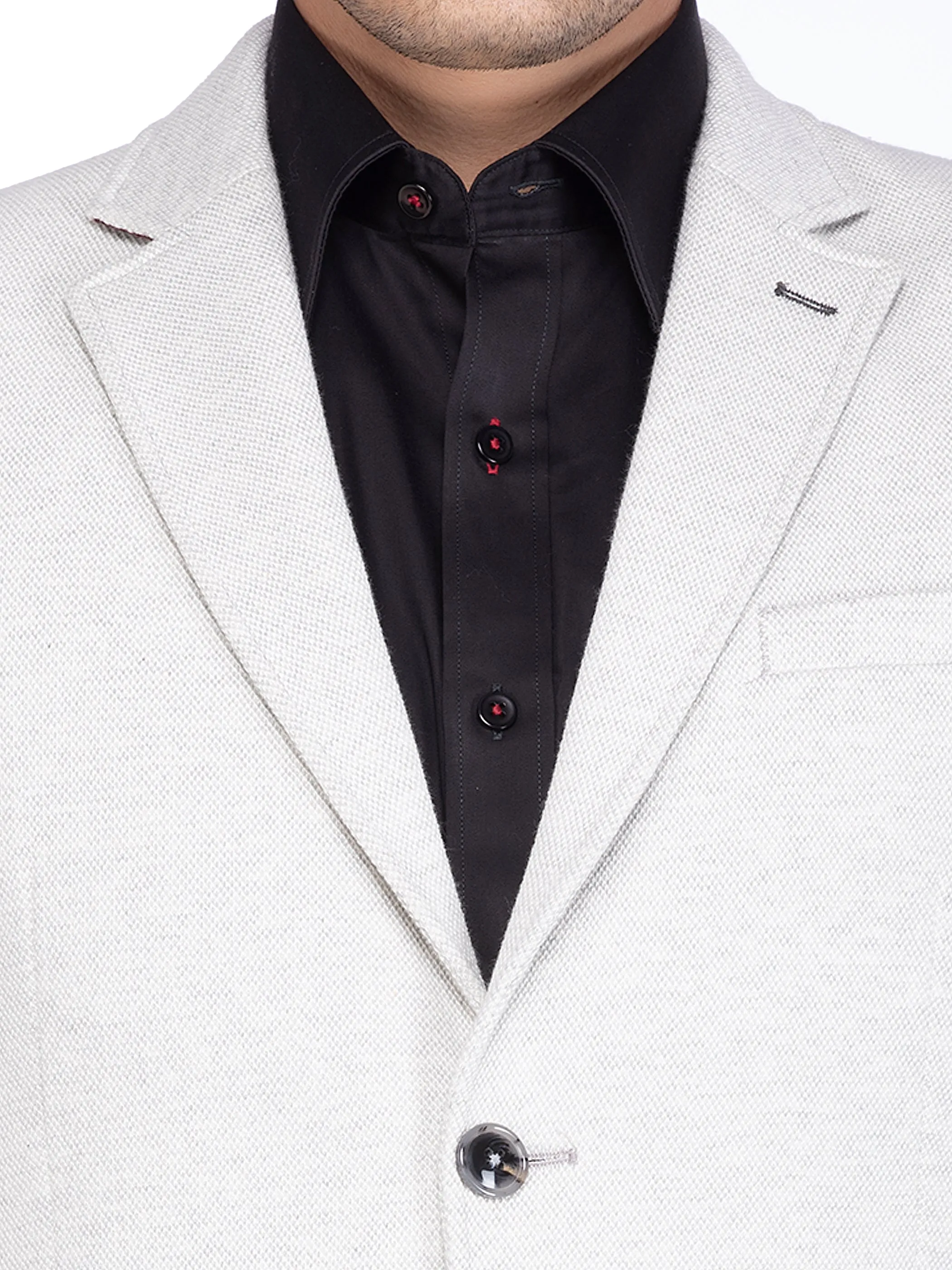 Silver Knit Notch Collar Jacket