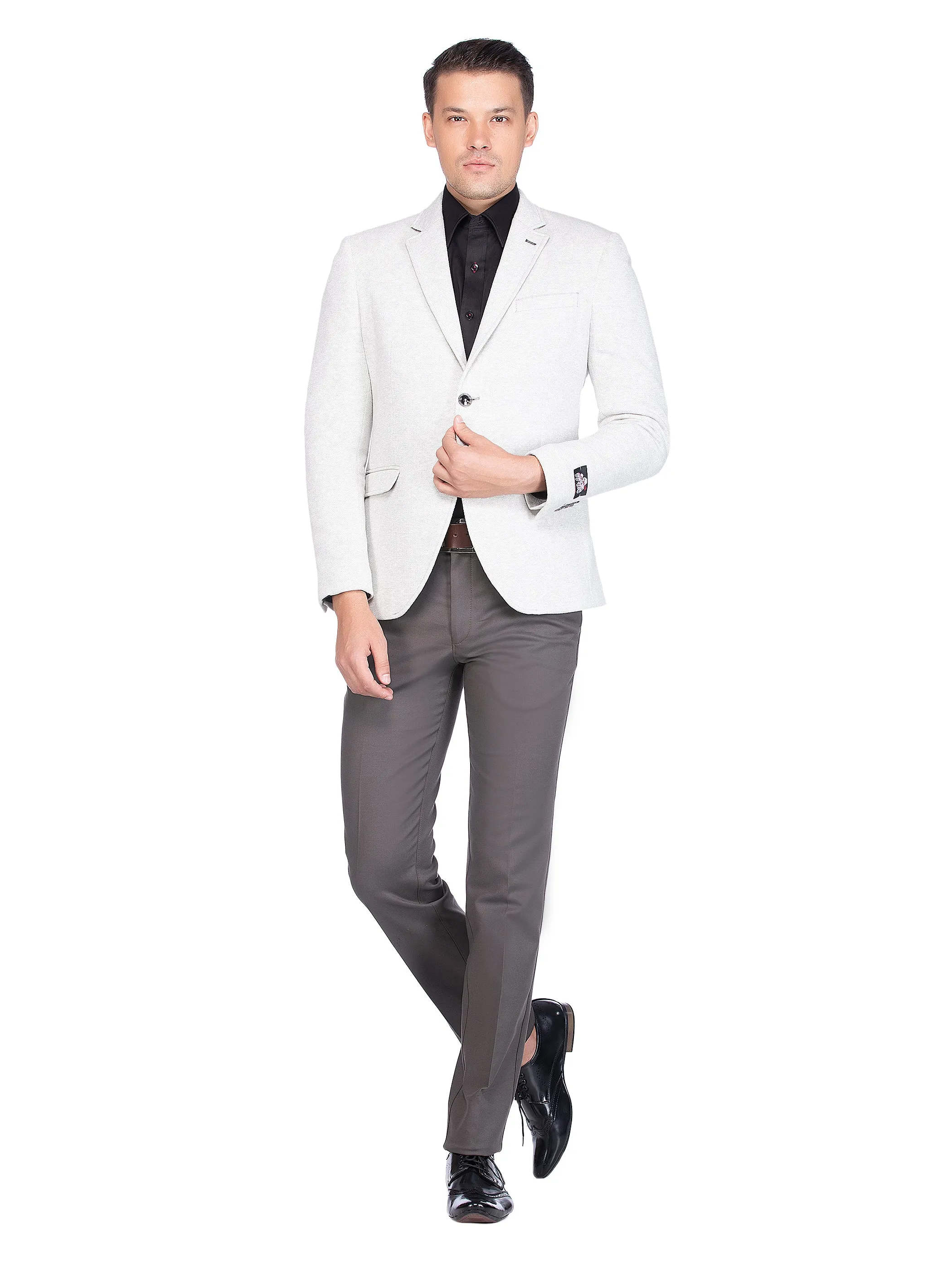 Silver Knit Notch Collar Jacket