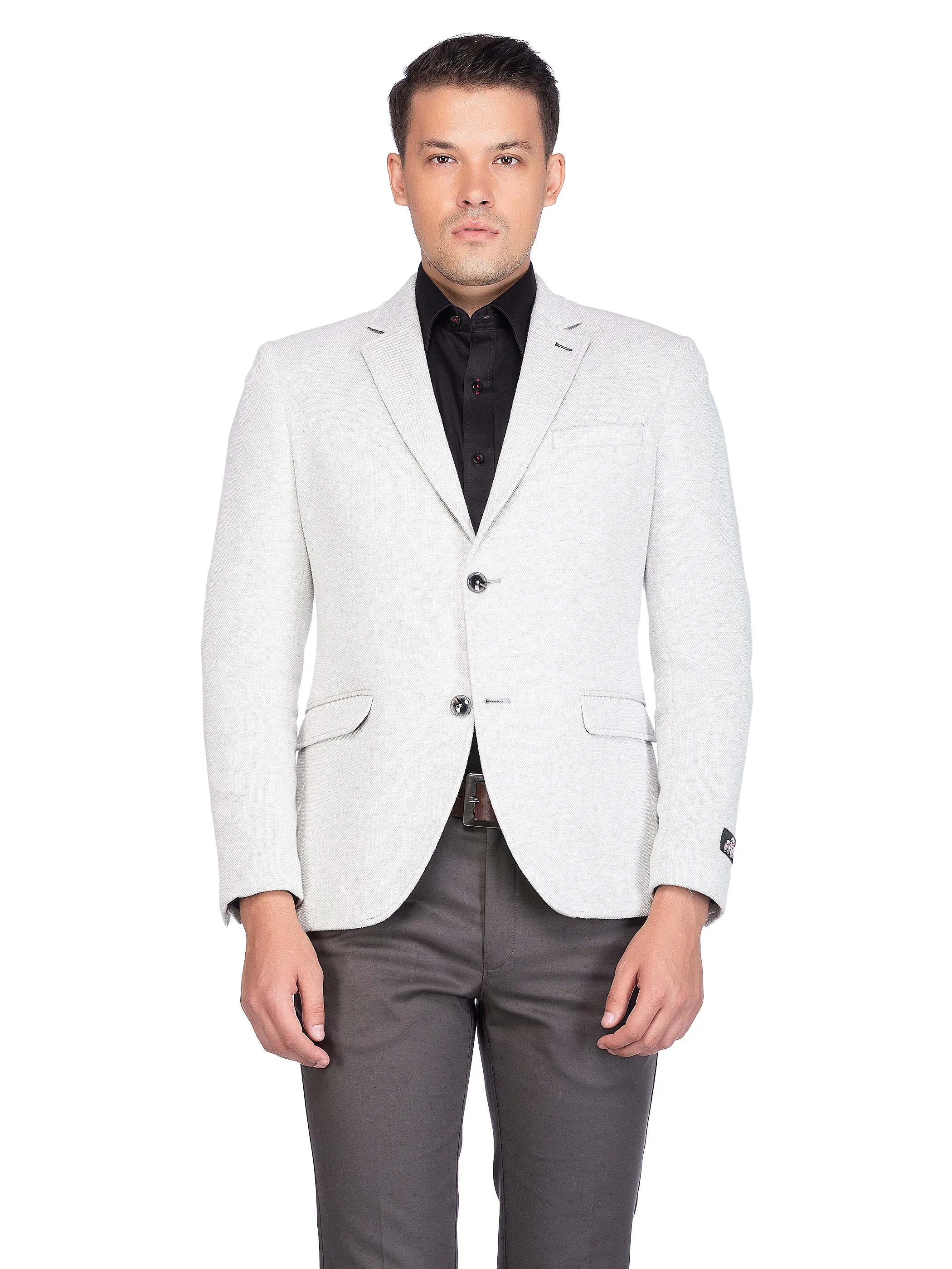 Silver Knit Notch Collar Jacket