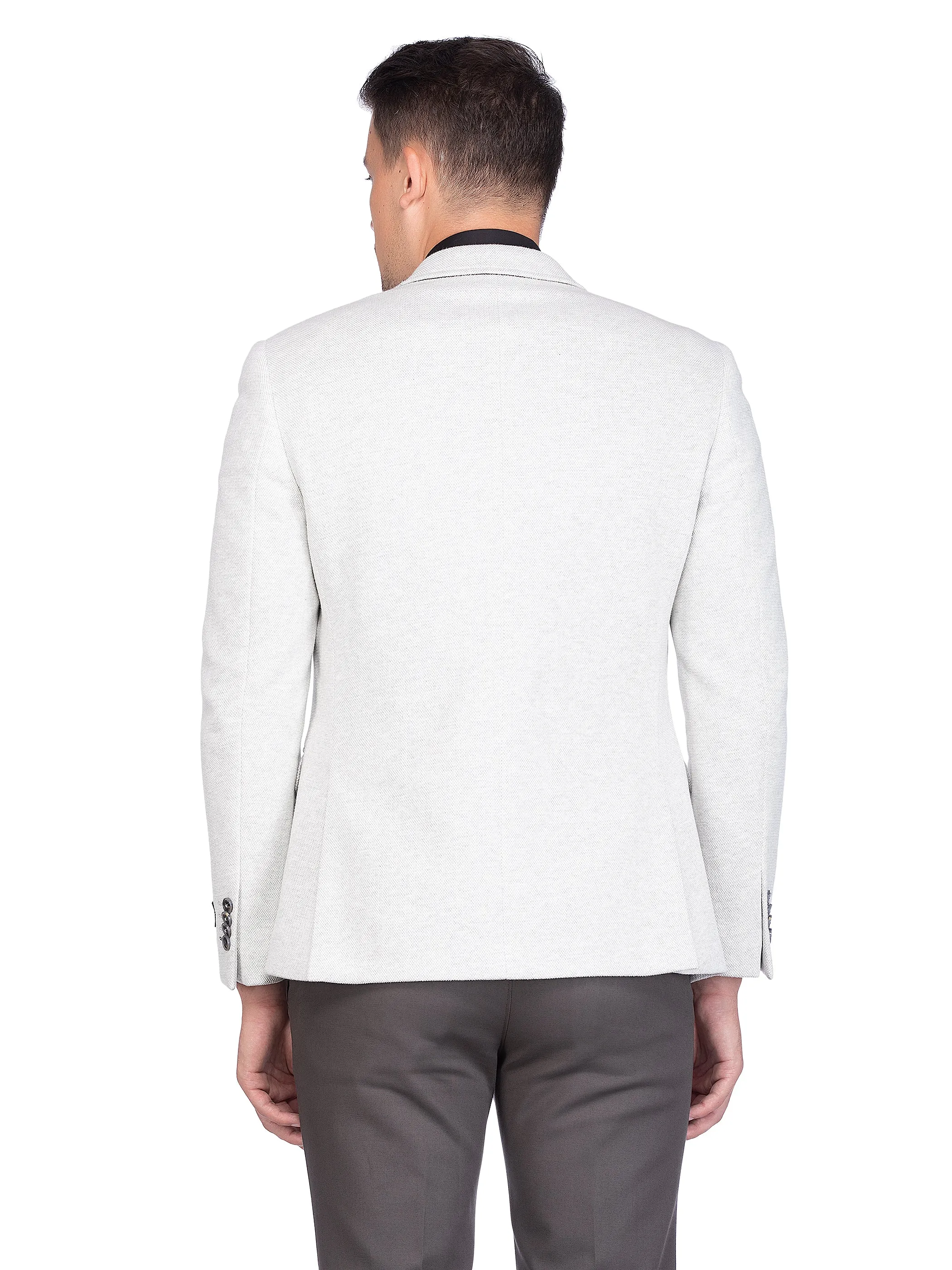 Silver Knit Notch Collar Jacket