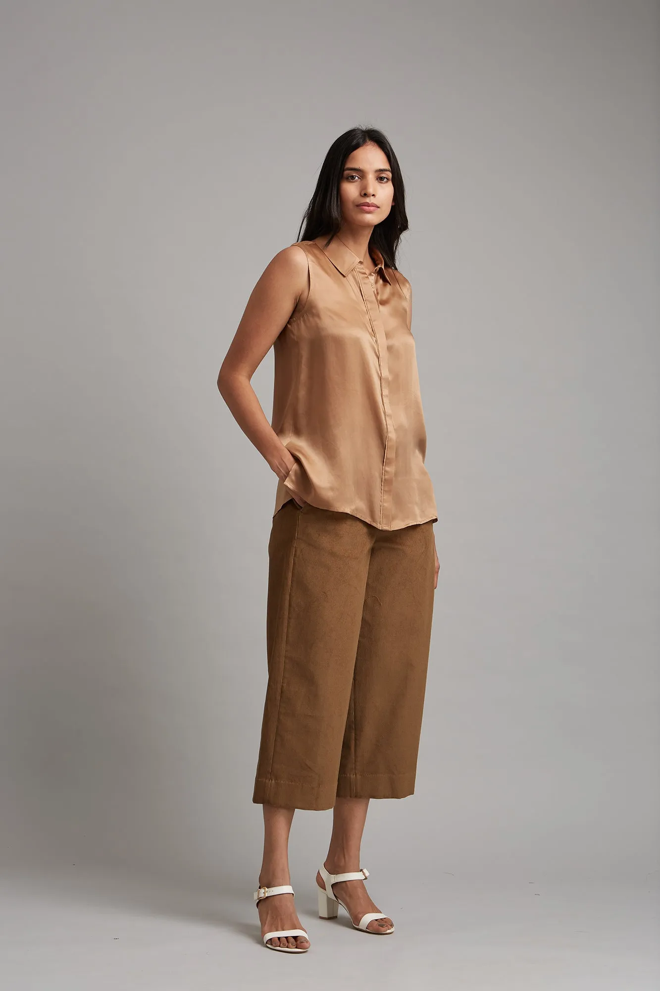 Sleeveless Satin Blouse
