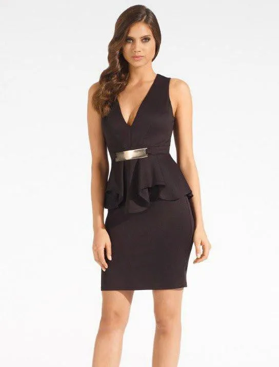 solid deep v-neck women dress summer dresses fashion working lady two piece dress