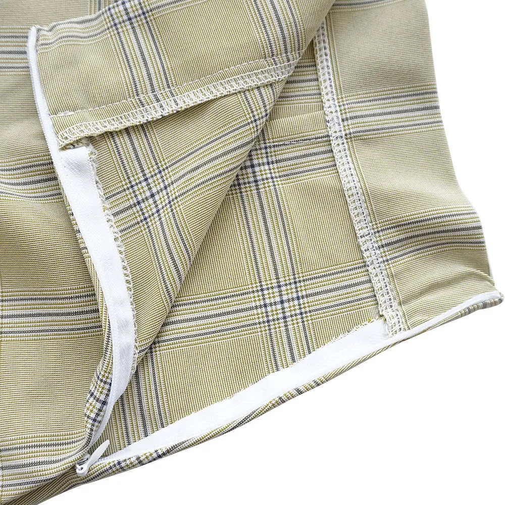 Spring and Summer Women's Trumpet Sleeve Tube Top Two Piece Plaid Dress