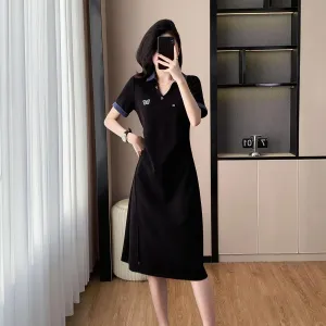 Stylish Women's T-Shirt Dress with Split Thigh and Colorful Details