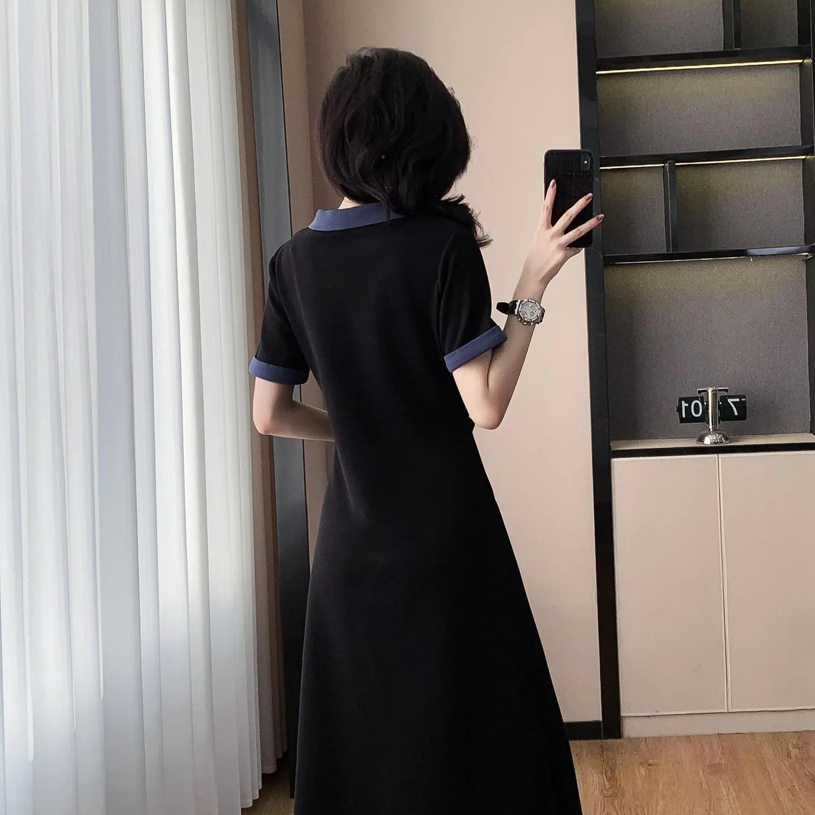Stylish Women's T-Shirt Dress with Split Thigh and Colorful Details
