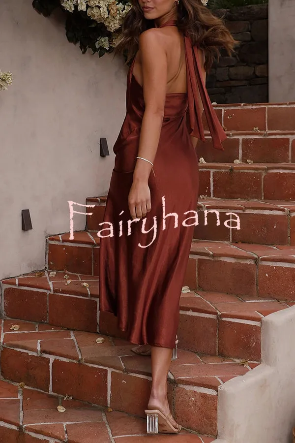 Swan Backless Lace Up Slit Zipper Maxi Dress