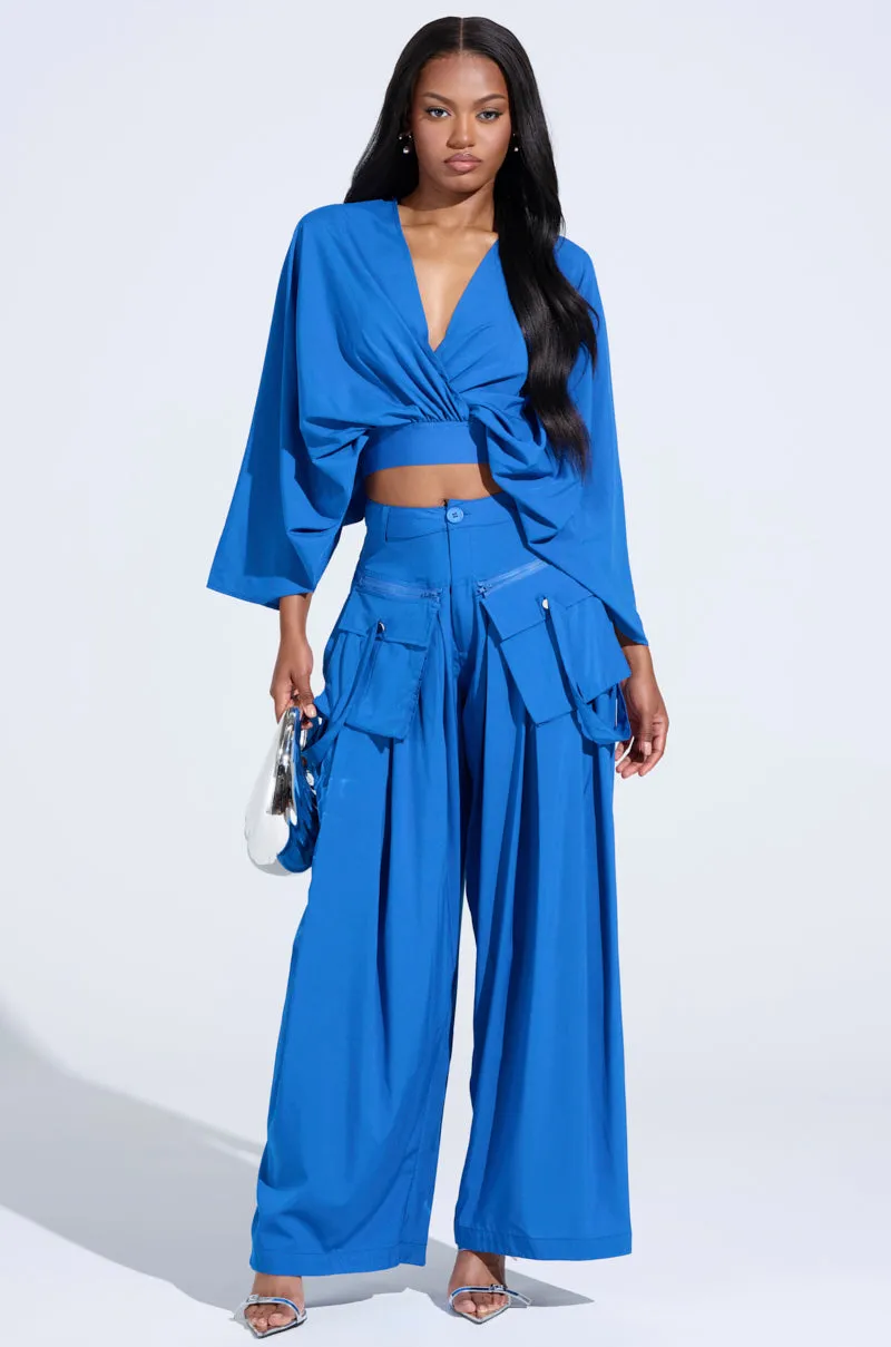 TALK ABOUT ME BLUE BLOUSE