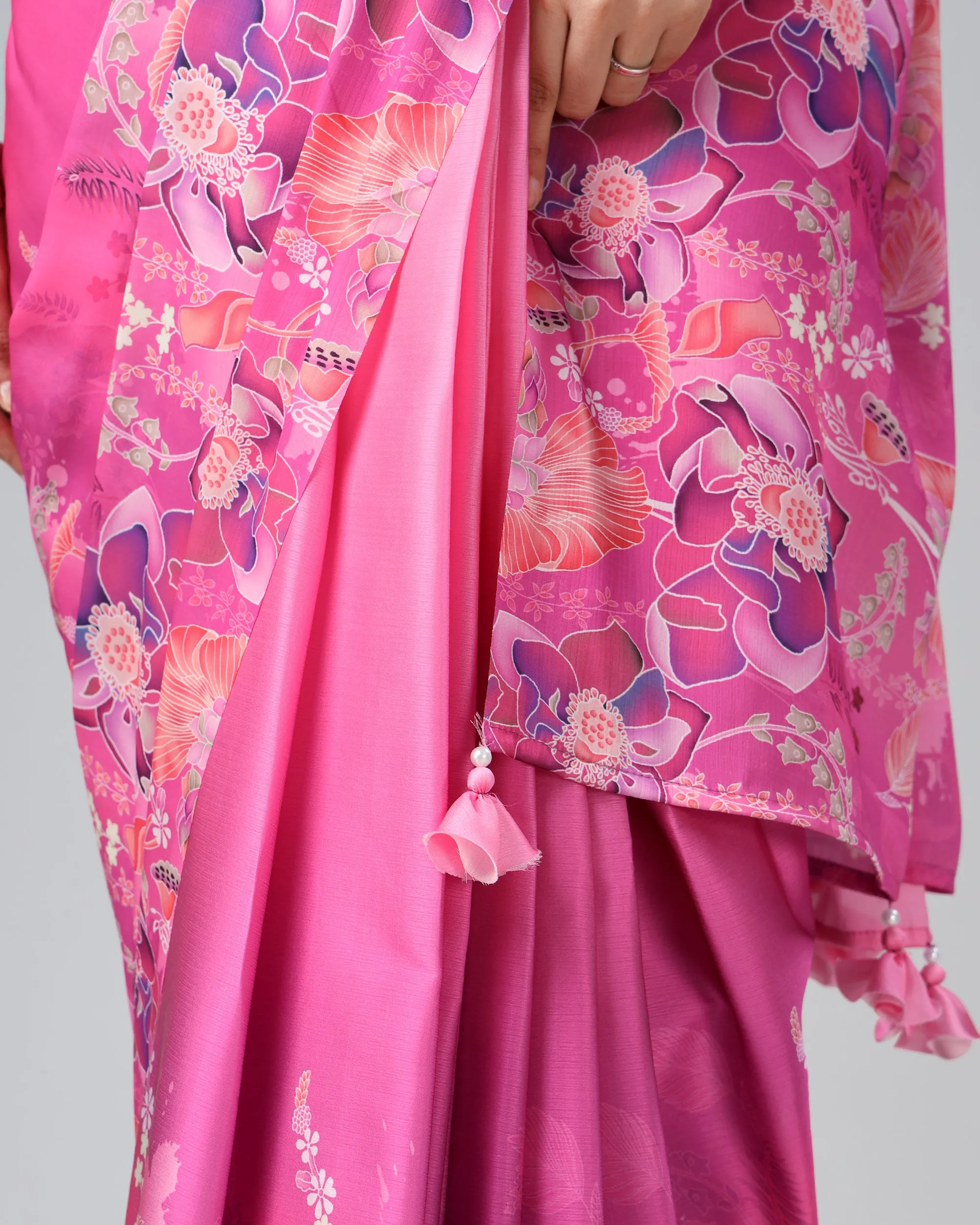 The 'Pink Perfection': Chiffon Satin Saree
