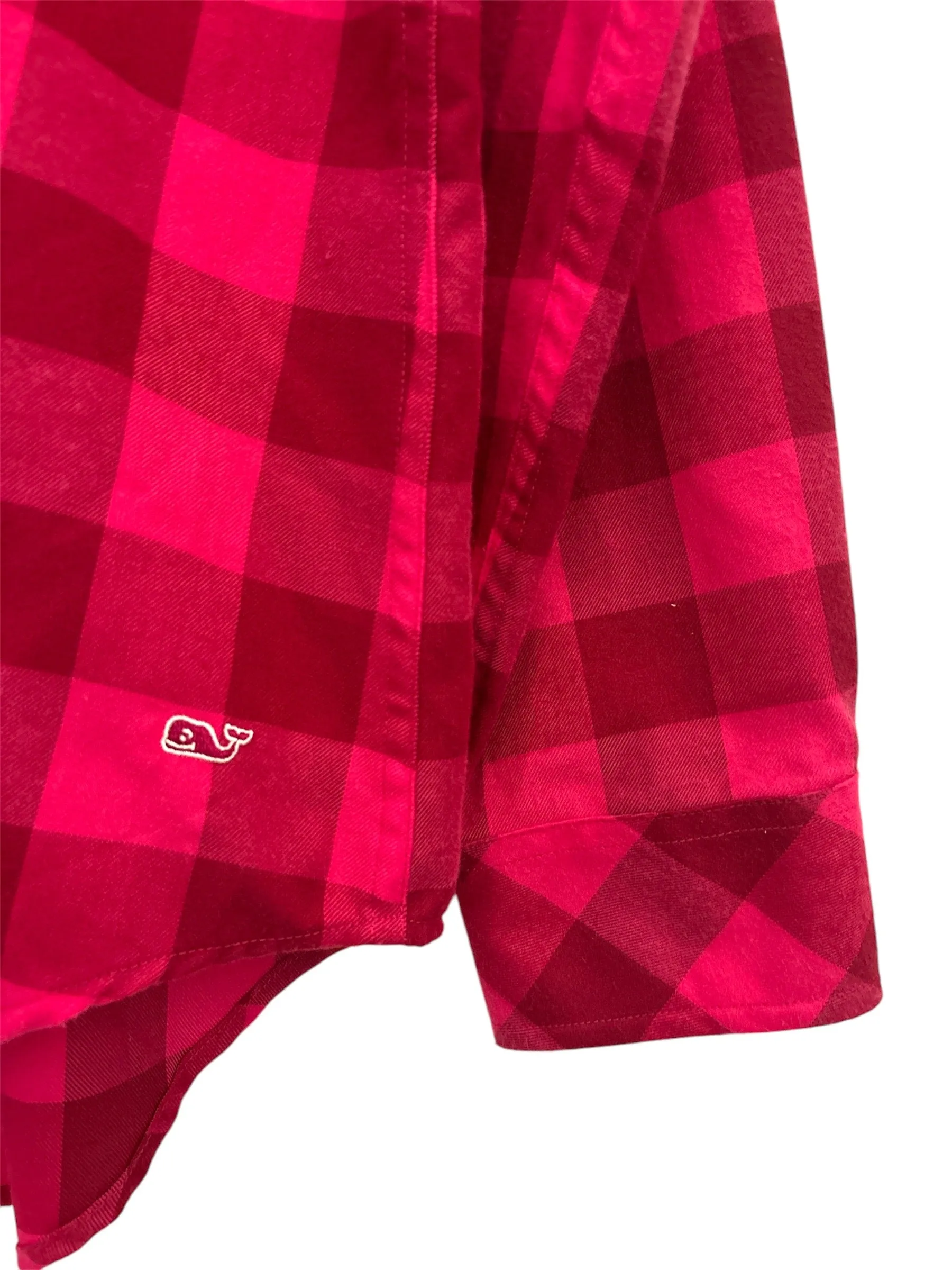 THRIFT- Pink Plaid Long Sleeve Shirt - (Size 14)