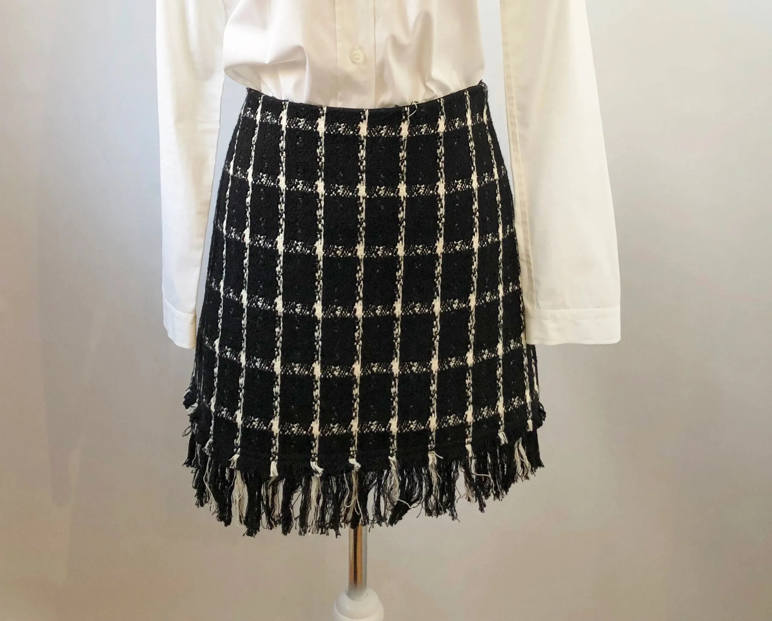 Tory Burch Plaid Fringe Skirt Size 2