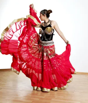 Tribal gold leafing skirt Pink with gold border WLS