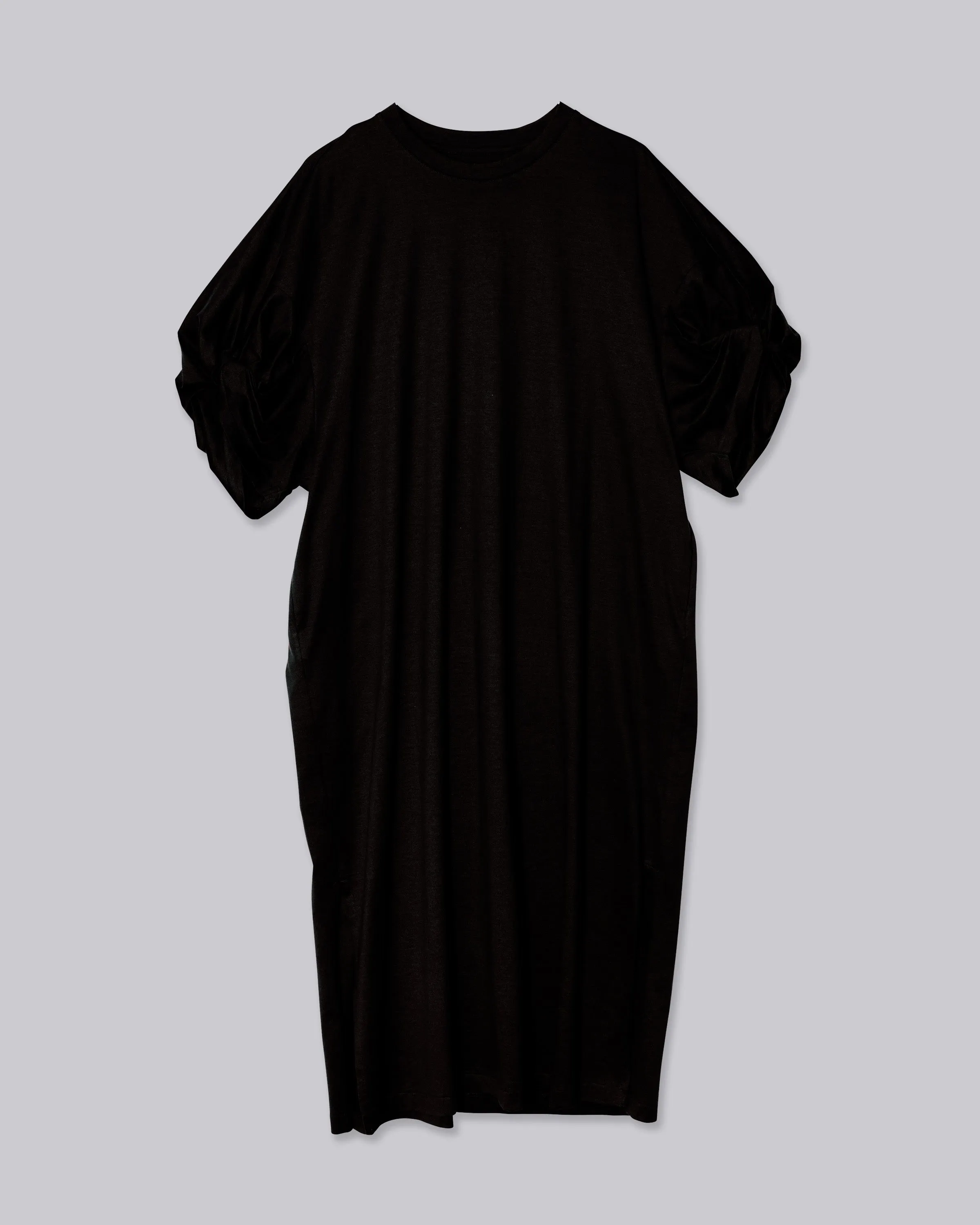 TWISTED SLEEVE TEE DRESS IN BLACK