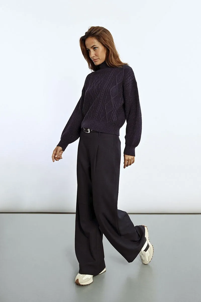 TWISTED SWEATER, HIGH COLLAR