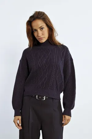 TWISTED SWEATER, HIGH COLLAR
